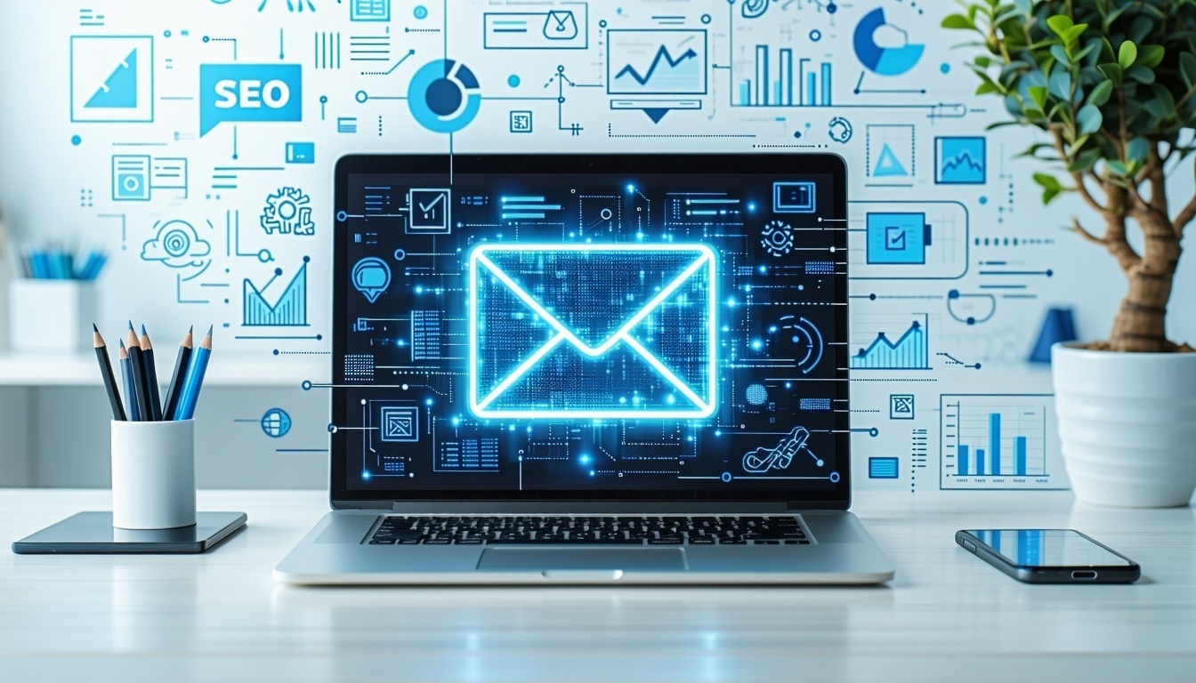 Computer sulla scrivania con interfacce digitali