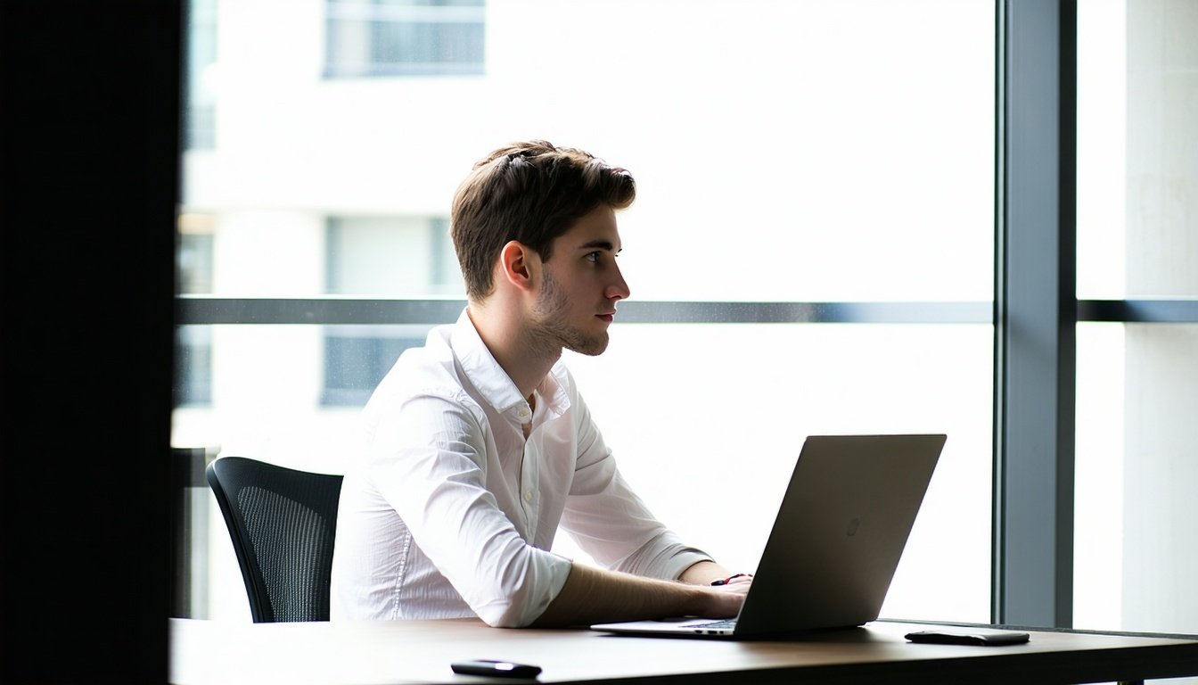 Uomo al lavoro al computer 
