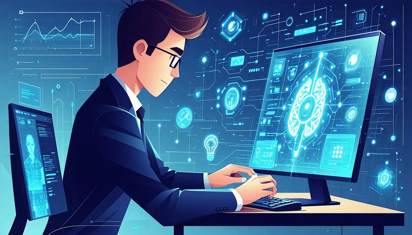 Ragazzo  sulla  scrivania al computer 