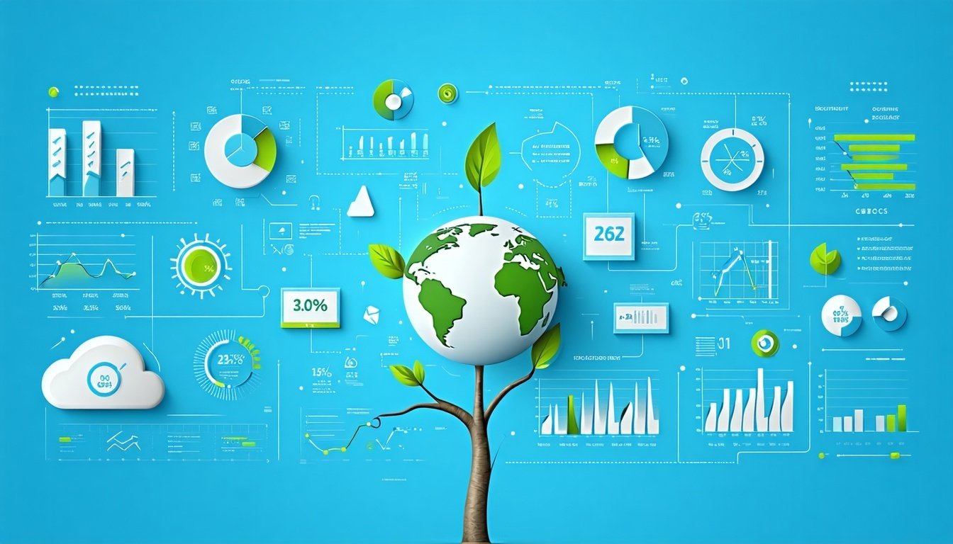 pianeta con natura e interfacce grafiche 