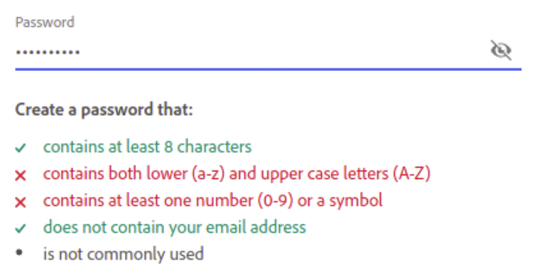 Password prompts are given via an interactive bulleted list